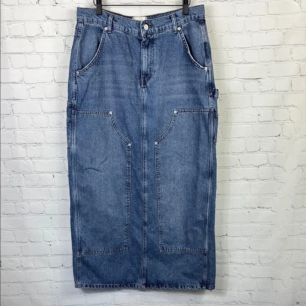 BDG Urban Outfitters‎ Benji Utility Denim Maxi Skirt size large - Picture 2 of 10